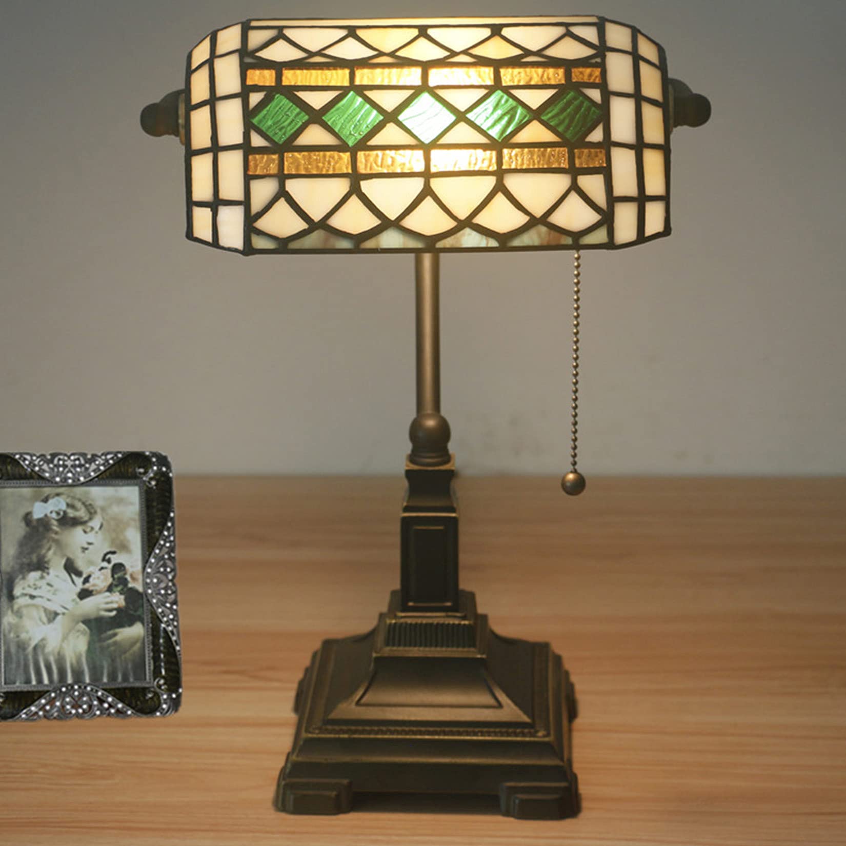 Lampy podłogowe/stołowe lampa bankierów vintage witrażowy stół śródziemnomorskie lampki nocne do czytania sypialnia kawiarnia bar (śródziemnomorski A)