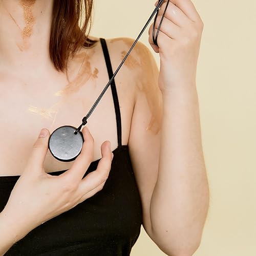 Miniatura 5 de Karelian Heritage Round Shungite Pendant  Authentic Shungite Stones Amulet Jewelry Necklace  Defender Shield Protection Necklace Stone  Chakra