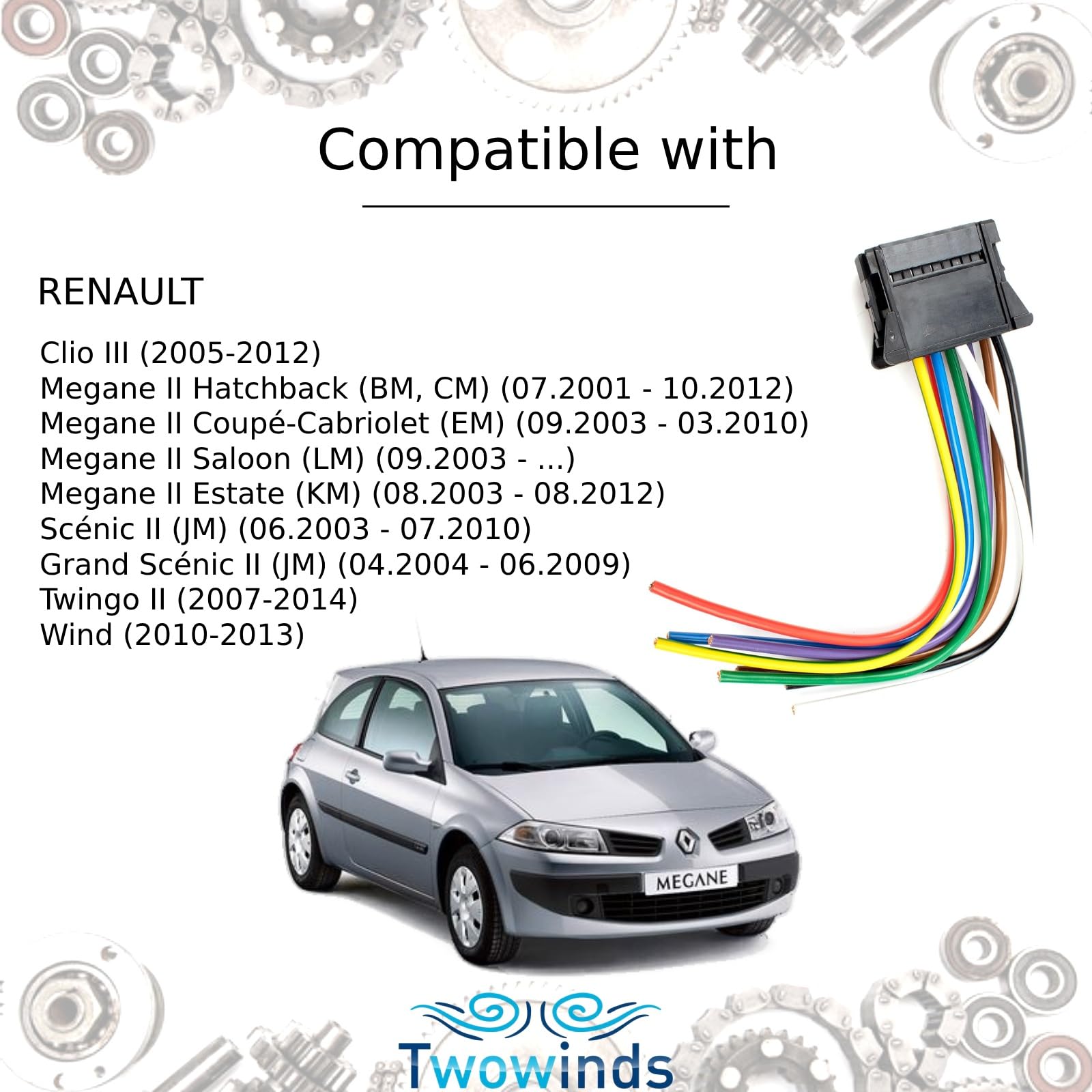 Twowinds - Connettore Resistenza Ventola Riscaldatore 8200729298 Compatibile con Renault Clio 3 (2005-2012) Megane 2 (dal 2001) Scenic 2 (2003-2010) Twingo 2 (2007-2014) - Regolatore Climatizzazione