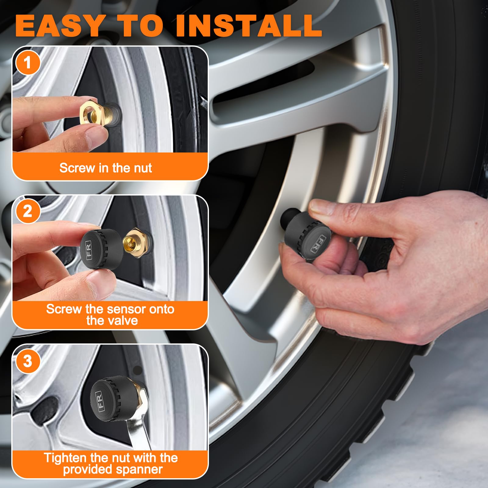 0-6 bar Sistema di Monitoraggio della Pressione dei Pneumatici TPMS con 4 Gomme Sensore Esterni degli Pneumatici 5 Modalità di Allarme, Universale ad Energia Solare per Auto SUV Caravan