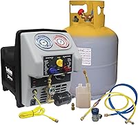 Vista 1 de Mastercool 69365 Sistema de recuperación de refrigerante Twin Turbo - Tanque DOT de 50 libras con interruptor de flotador, compresor de doble