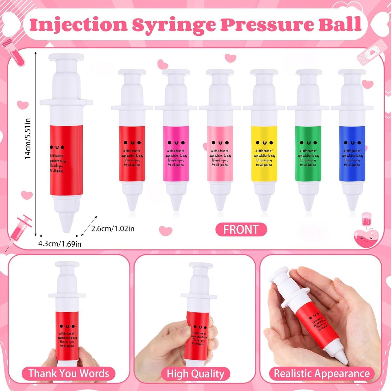 Gemscream 24 Pcs Nurse Week Gifts 2026 Syringe Stress Ball Inspirational Stress Ball Bulk Graduation Thank You Gifts for New Nurse Assistant Doctor Coworkers Nursing Staff Student