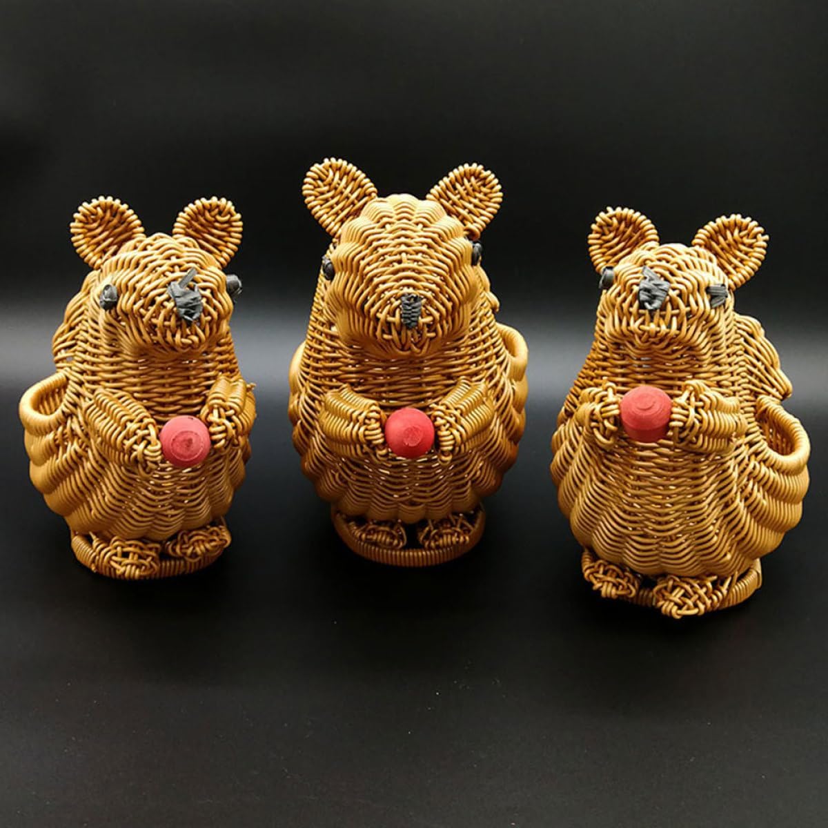 Imitation Rattan Bread Basket Yellow PP Storage for Bread Fruit Snacks