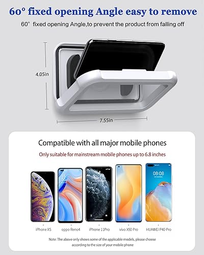 Miniatura 5 de Soporte impermeable para teléfono de ducha con rotación de 360, ángulo ajustable, soporte de teléfono montado en la pared para espejo de baño,