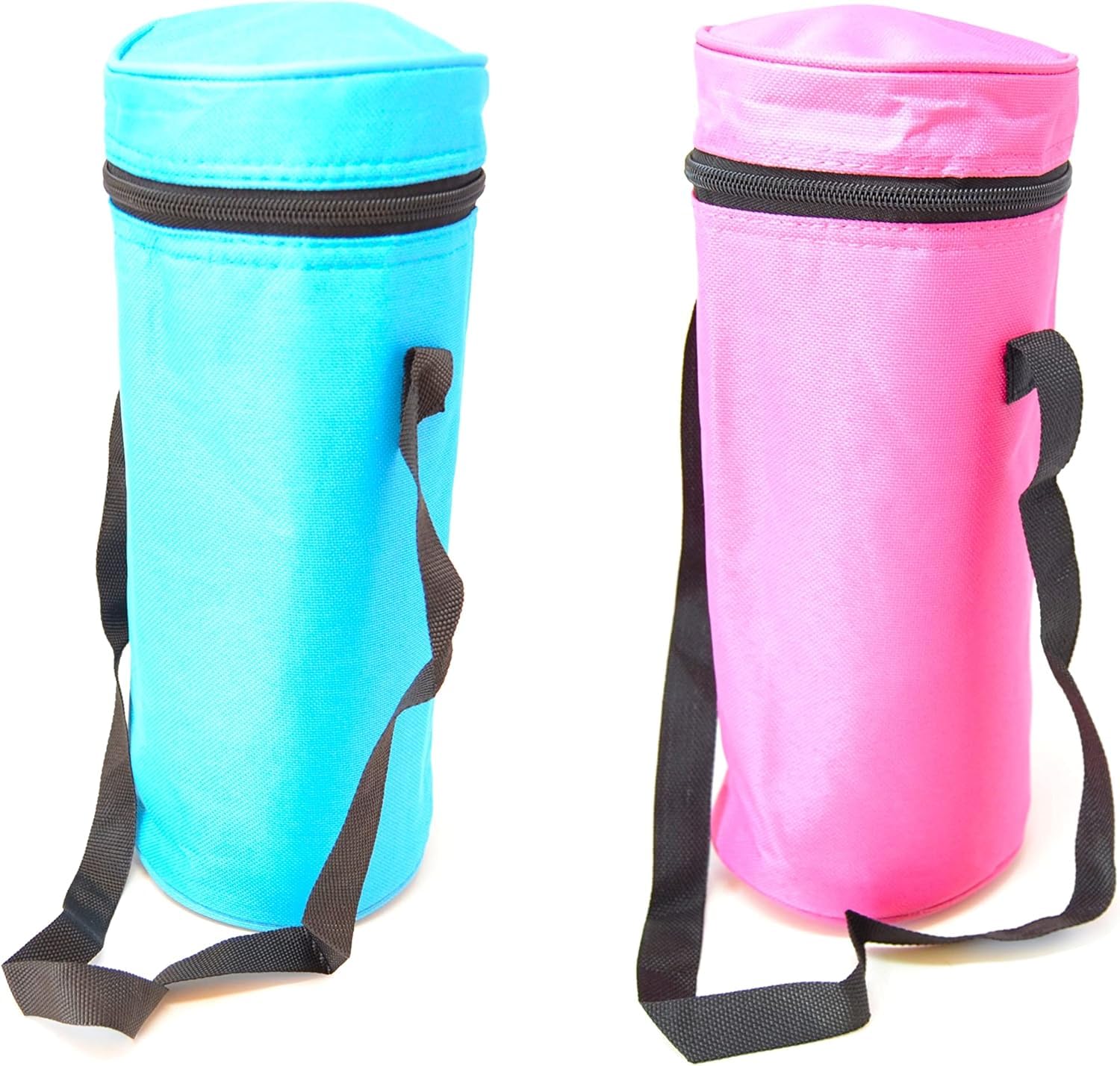 HIDALGO Sacchetti termici per bottiglie con cinghia, 1,5-2 litri, confezione da 2, blu e rosa 2 l, Azzuro e rosa, Casual
