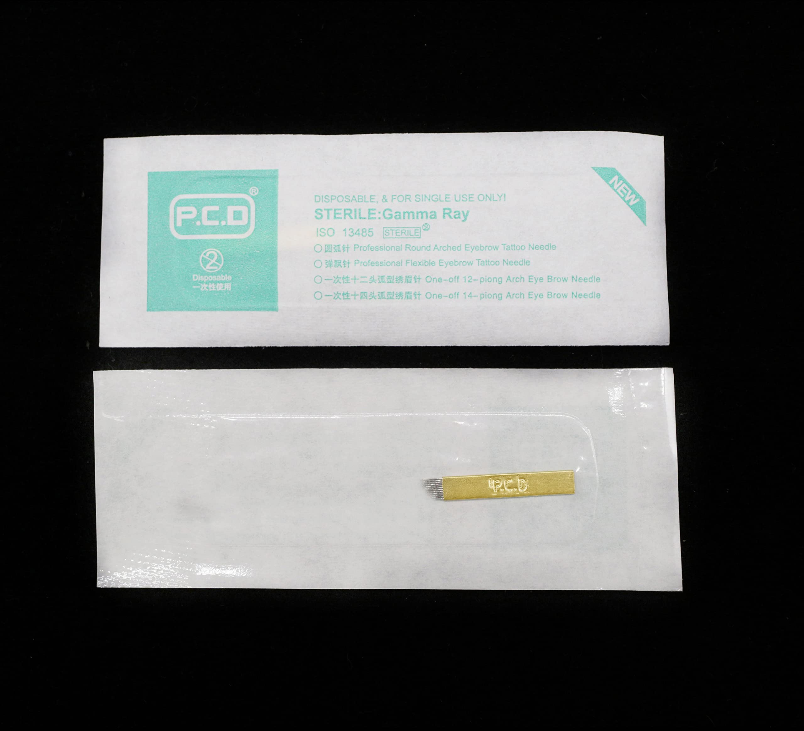 50 Adet Tek Kullanımlık Kaş Mikroblading, Microblading Kalemi, Kaş Microblading, PCD 12 Pin Şekilli Manuel Microblading Aracı (0,25 mm-12P)