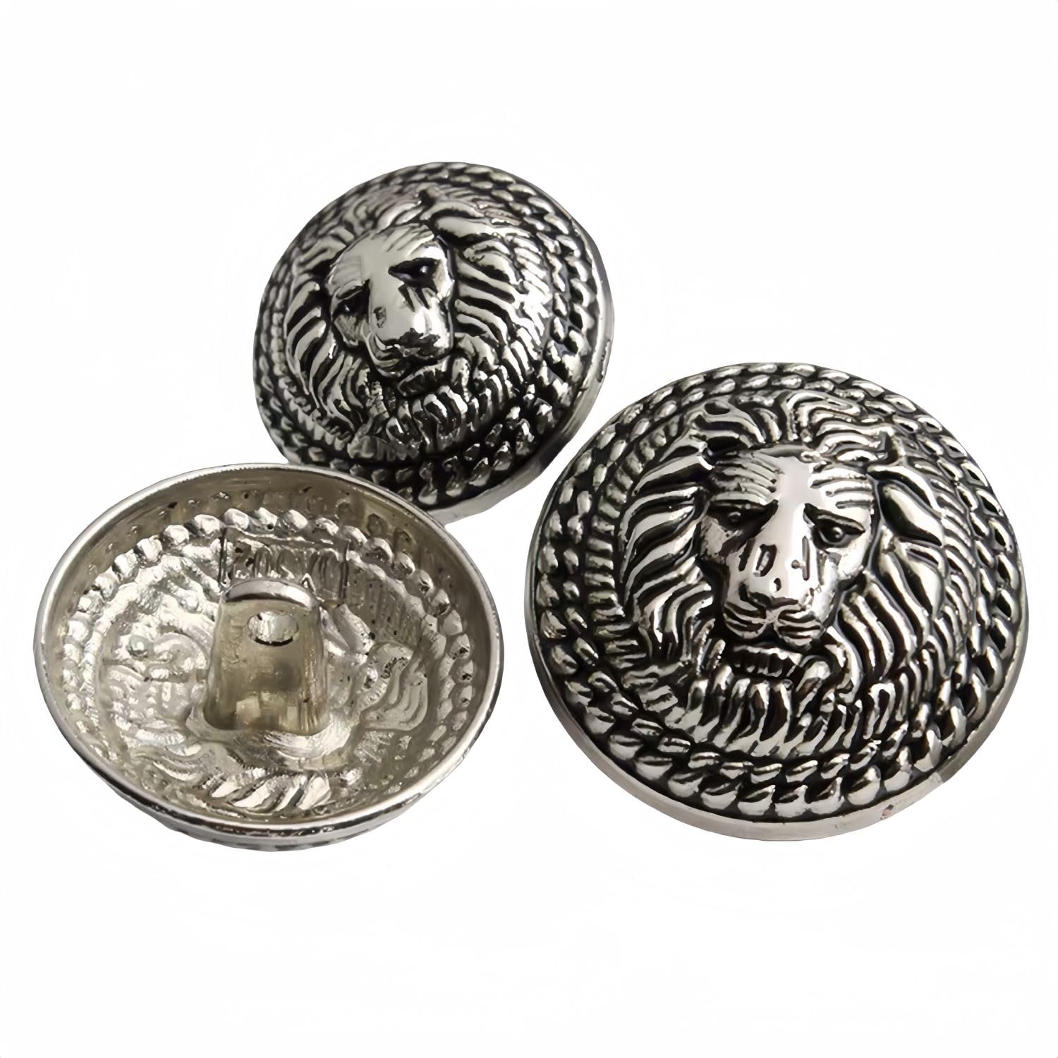 10 pcs Vintage Lion Pattern Shank Metal Button Round for Sewing Clothing Suits Blazer Jacket Uniform Handwork
