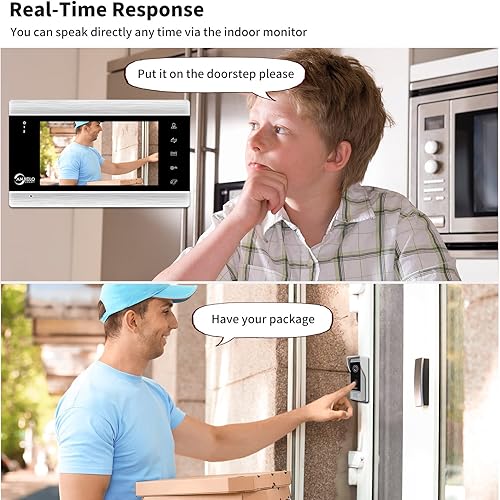 Miniatura 2 de ANJIELO SMART Sistema de intercomunicación de video HD 1080P, cámara de timbre de video WiFi con monitor de 2 piezas de 7 pulgadas, timbre con cable