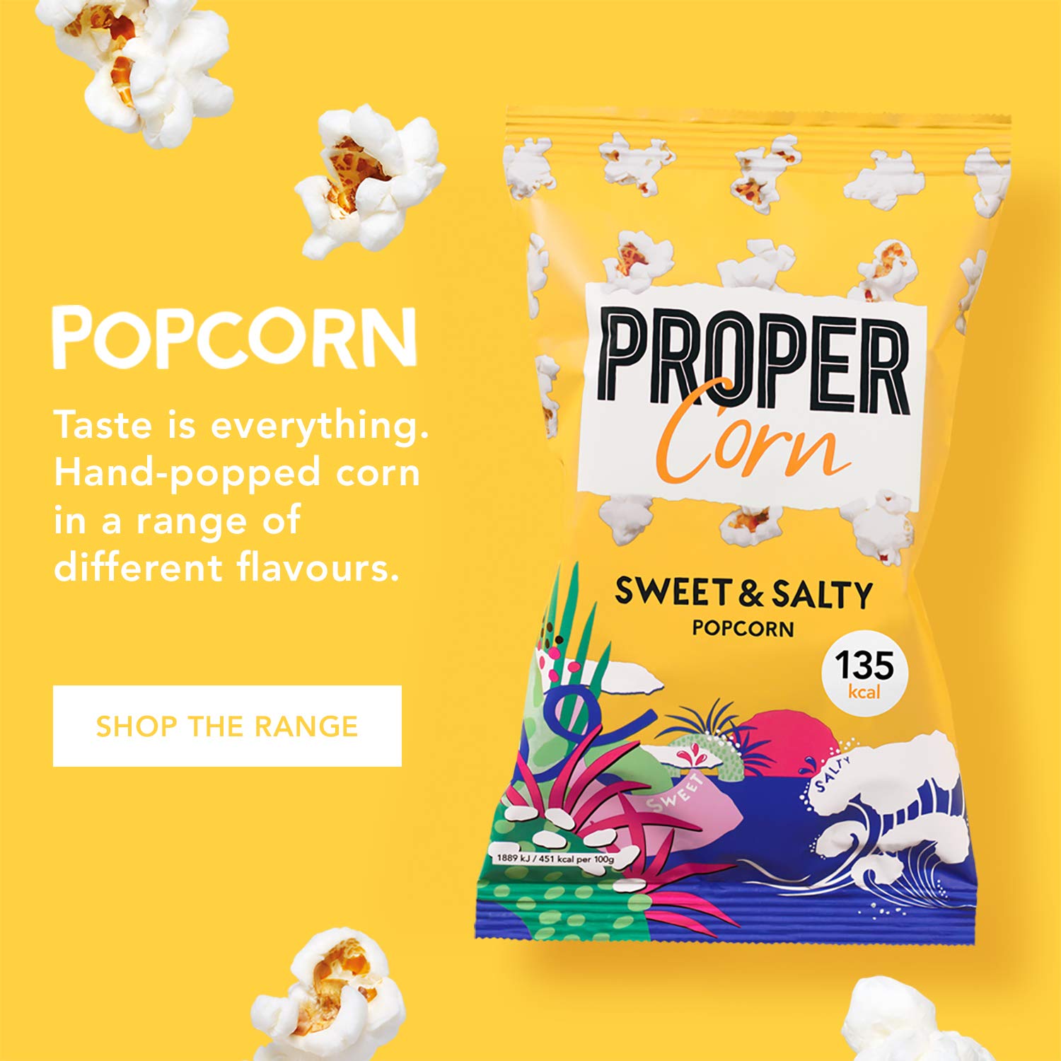 Propercorn Probercorn słodki pocorn słodki sól - Sweet & Salty opakowanie na przekąski w podróży, 30 g