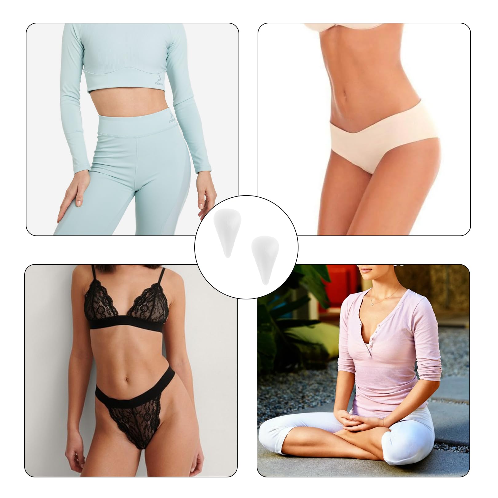Cameltoe - 2 correttori invisibili, in silicone, da donna, riutilizzabili, anti-cameltoe, imbottiture impermeabili, senza cuciture, per leggings, costume da bagno (trasparente)