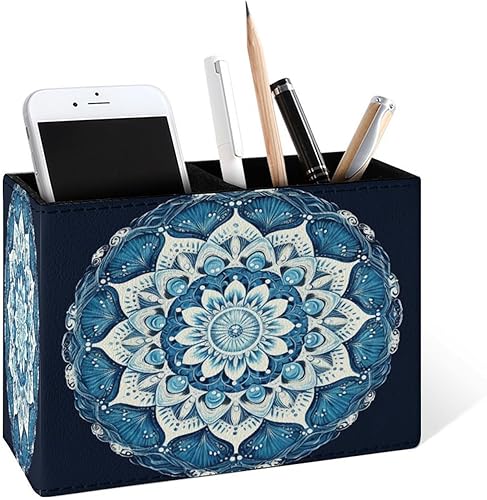 Miniatura 15 de Famame Soporte para lápices de dos ciervos y río de otoño para escritorio, contenedor de escritorio de cuero, para guardar bolígrafos, mesa de Dos