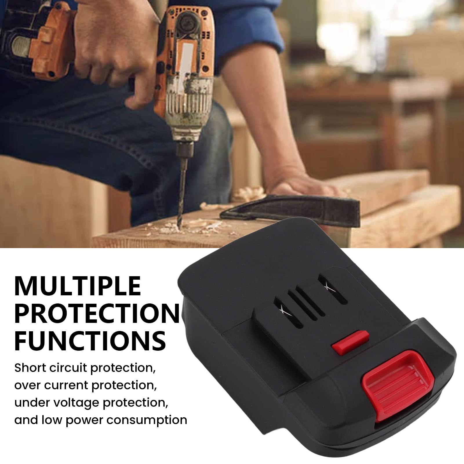 Adaptador de Batería Universal, Herramienta Convertidora de Batería Portátil Compatible con Modelos de Batería de 18 V a 20 V, Adecuada para Herramientas de Carpintería de bajo