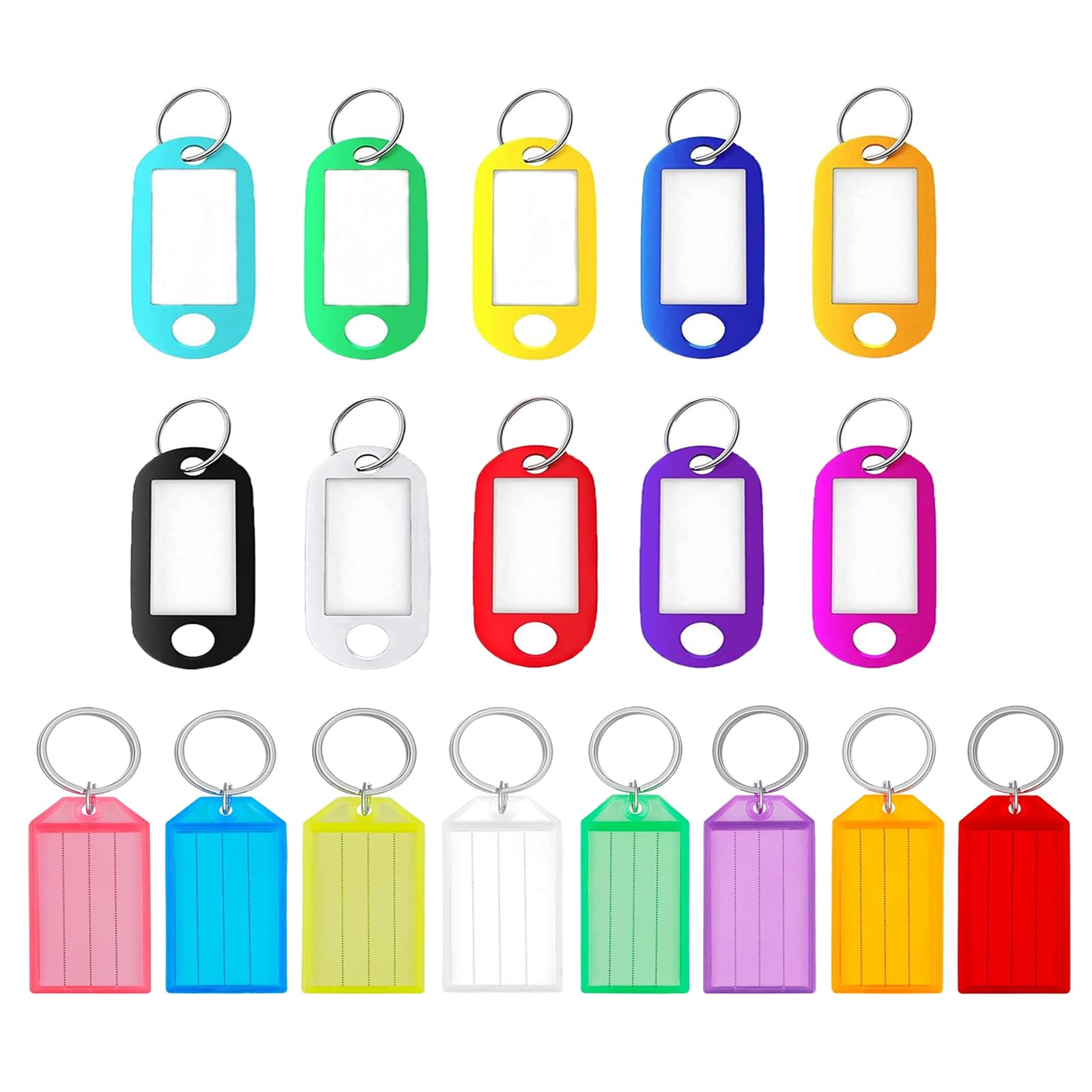 umyeoqoyo 20 Pcs Key Tags with Labels, Key Fobs ID, Plastic Key Tags, Key Labels with Split Rings for Luggage, Office, Pets