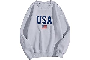 Avanova Women USA Flag Graphic Crewneck Oversized Sweatshirt Olympic Sweatshirt