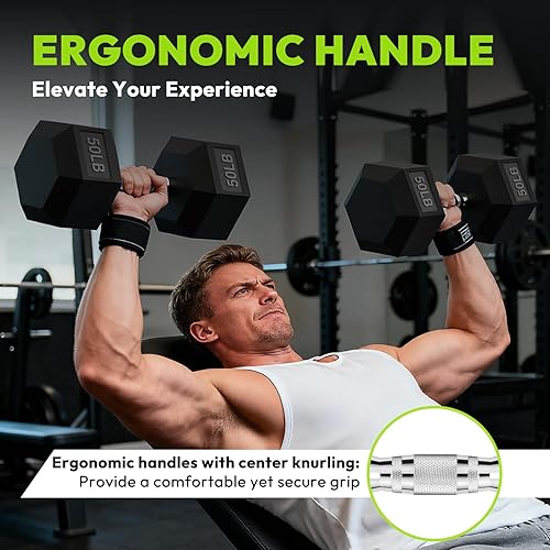 Miniatura 4 de Juego de mancuernas hexagonales de 40 a 575 libras, mancuernas de ejercicio y fitness con revestimiento de goma, peso de mano para entrenamiento de