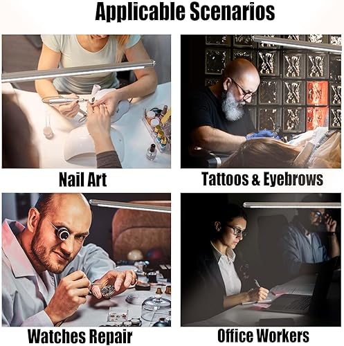 Miniatura 9 de Lámpara de escritorio de uñas con abrazadera, nueva actualización 8-10W regulable LED 360 cuello de cisne flexible lámpara de escritorio para