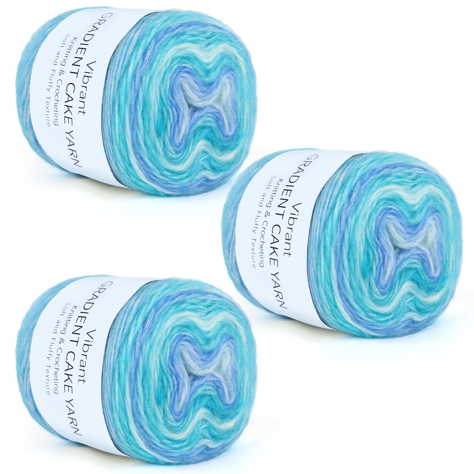 Aeelike Gradient Yarn for Crocheting, 3 Skeins Cake Yarns 100g (3.52 oz) 245m (267 Yards) # 3 Light Weight - Super Soft Ombré Fairyland Yarns for