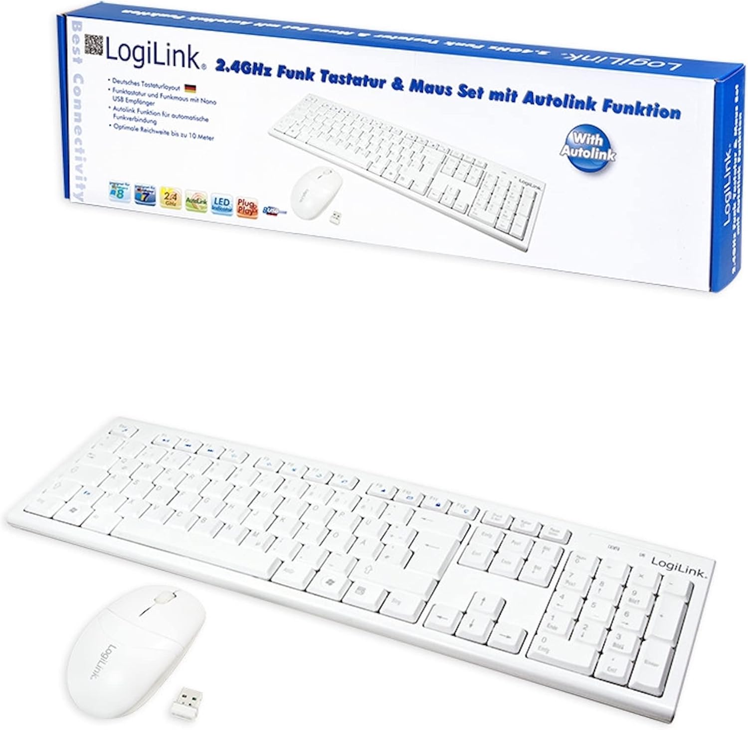 LogiLink WL 2,4GHz w/Mouse White German, ID0104W