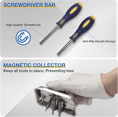 Miniatura 5 de Juego de destornilladores de precisión, 100 piezas de destornilladores dinamométricos, kit de reparación de ingeniería, juego de punzones con mango