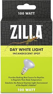 Zilla Basking Spot Bulb, Day White, 100 Watts | Reptile heat lamp bulb for terrariums with heavy-duty filaments and focused warmth for bearded dragons