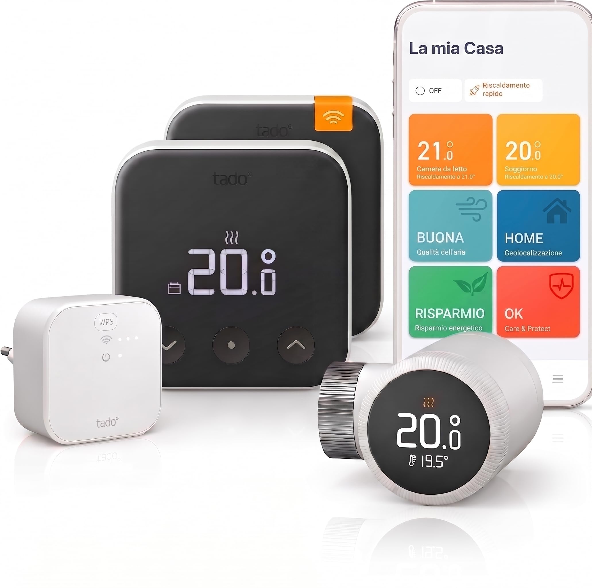 tado Termostato Inteligente X, Starter Kit, Termostato de radiador Inteligente X y Sensor de Temperatura inalámbrico X