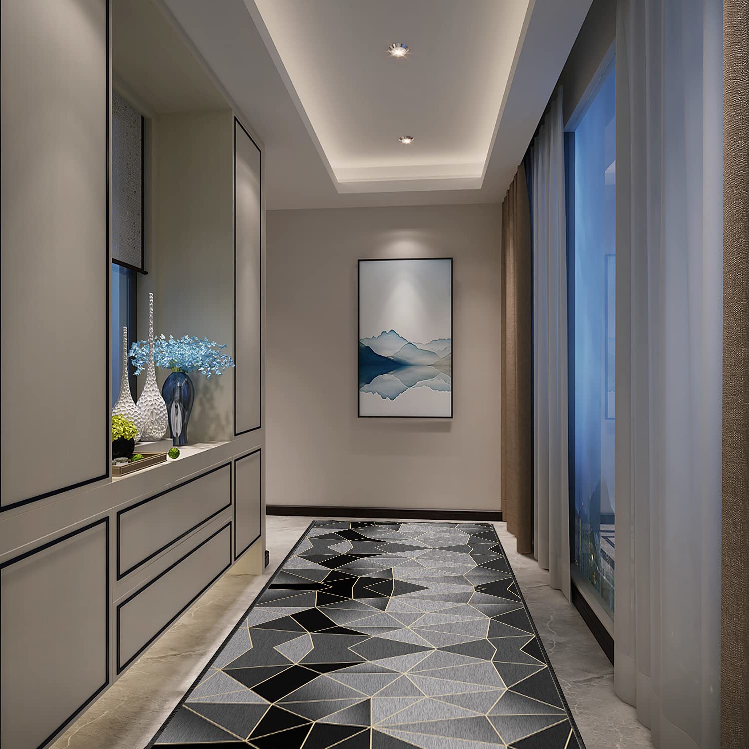 Tapis entrée intérieur Tapis Entree Interieur Long Antidérapant & Anti-Glisse résistant Lavable pour Cuisine, Couloir, Passage, Chambre - 60x200cm