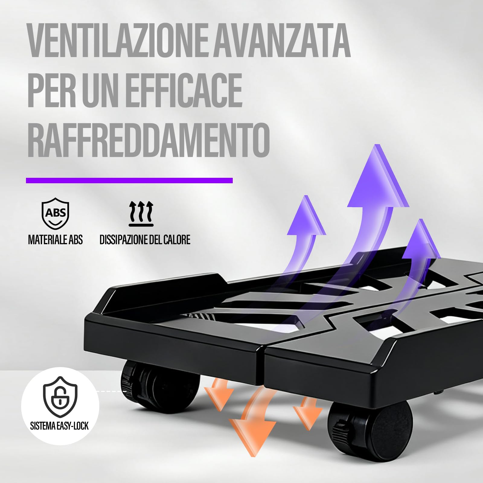Supporto regolabile per computer, supporto per PC mobile da pavimento con ruote girevoli bloccabili, si adatta alla maggior parte dei PC, supporto per CPU sotto la scrivania per ufficio