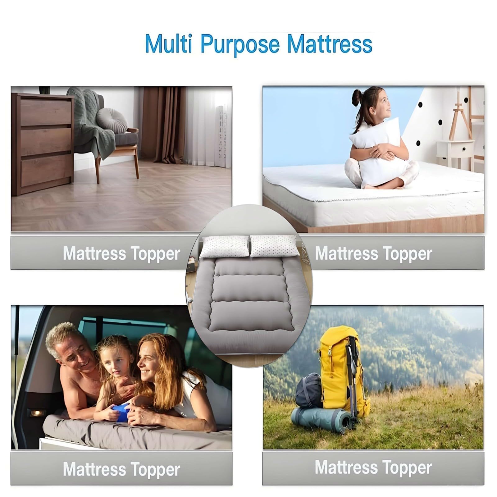 Generic Bodenmatratze, Faltbare Aufrollbare Futon-Matratze, Japanische Dicke Tatami-Matratze, Rutschfest Und Atmungsaktiv, Für Den Schlafsaal Zu Hause (90 x 200 cm), Grau, Mittel