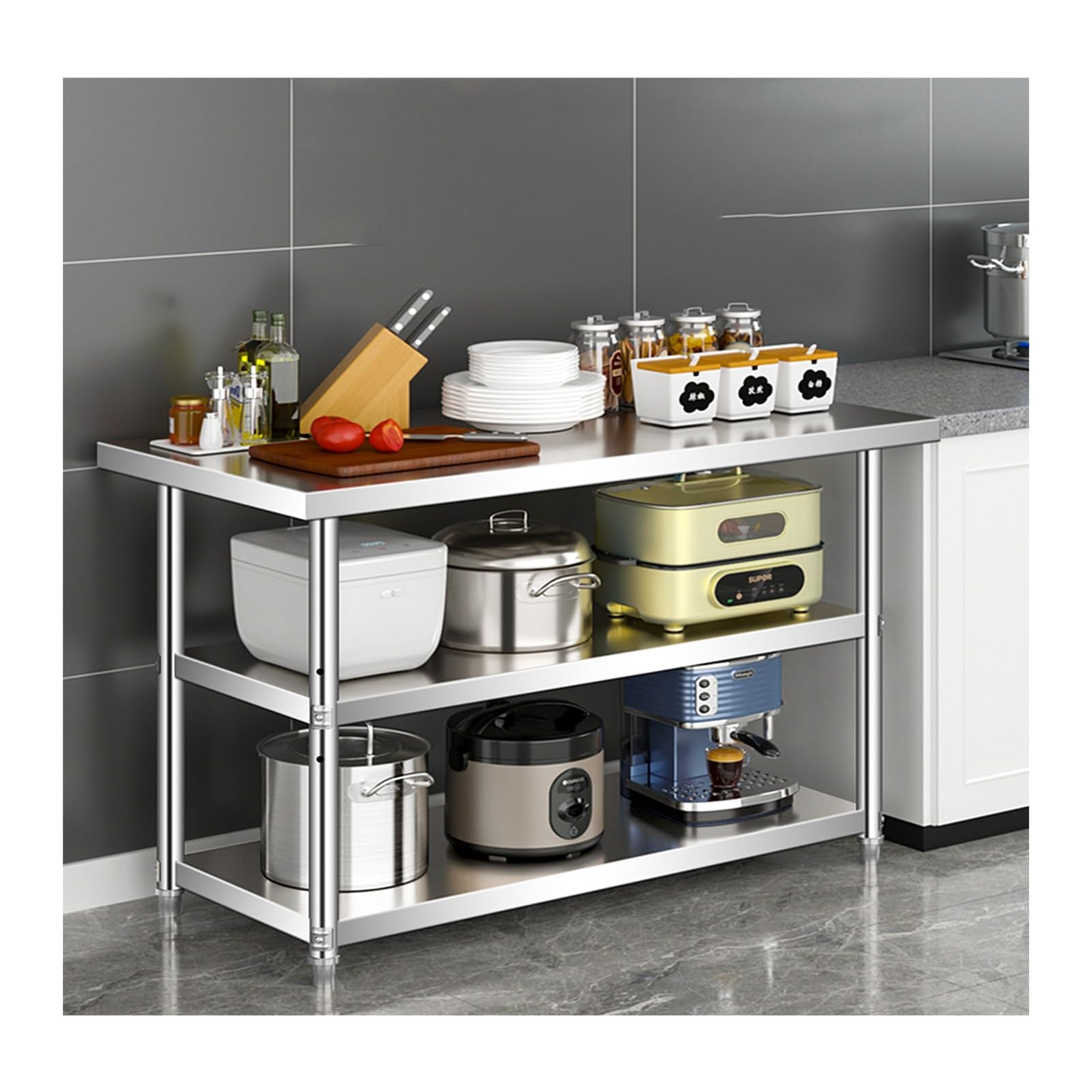 kitchen prep table, Heavy Duty Kitchen Food Prep Table，Can Be Used In Home Kitchens, Commercial Catering, Corporate Work, Etc(100 * 40 * 80cm/39.3 * 15.7 * 31.5in)
