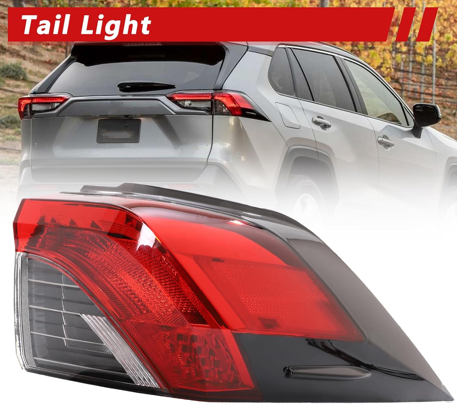LED Tail Light Assembly Compatible With Toyota RAV4 2019-2024 Right Passenger Side Outer Brake Tail Lamp W/O bulb Replace 81550-0R090 TO2805148