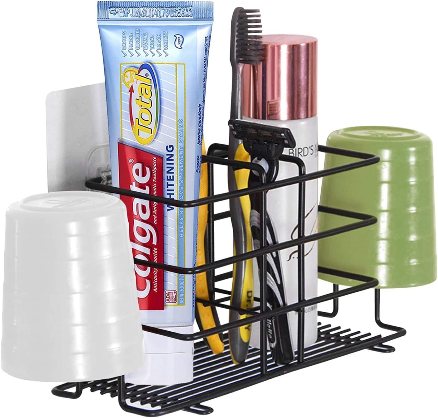 Toothbrush Holder Bamyko Stainless Steel Toothpaste Holder Wall Mounted for Bathroom Storage - Black