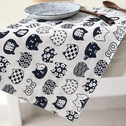 Manteles Individuales Plastico Gato Blanca Juego de 8 Manteles Individuales bajoplatos Aislante Calor Lino Antimanchas Antideslizantes decoración Mesa Comedor Cocina 45X30cm