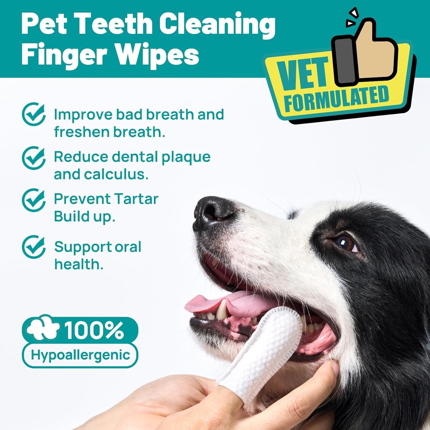 JD PRO | 50 PCS Wet Wipes for Dogs, Pet Wet Wipes for Cats Dogs, Non-Woven Dog Wet Wipes for Cleaning Finger Cat Cot Grooming Wipes Suit for Pet Daily Teeth & Paw Care Cleaning Wipes | 1