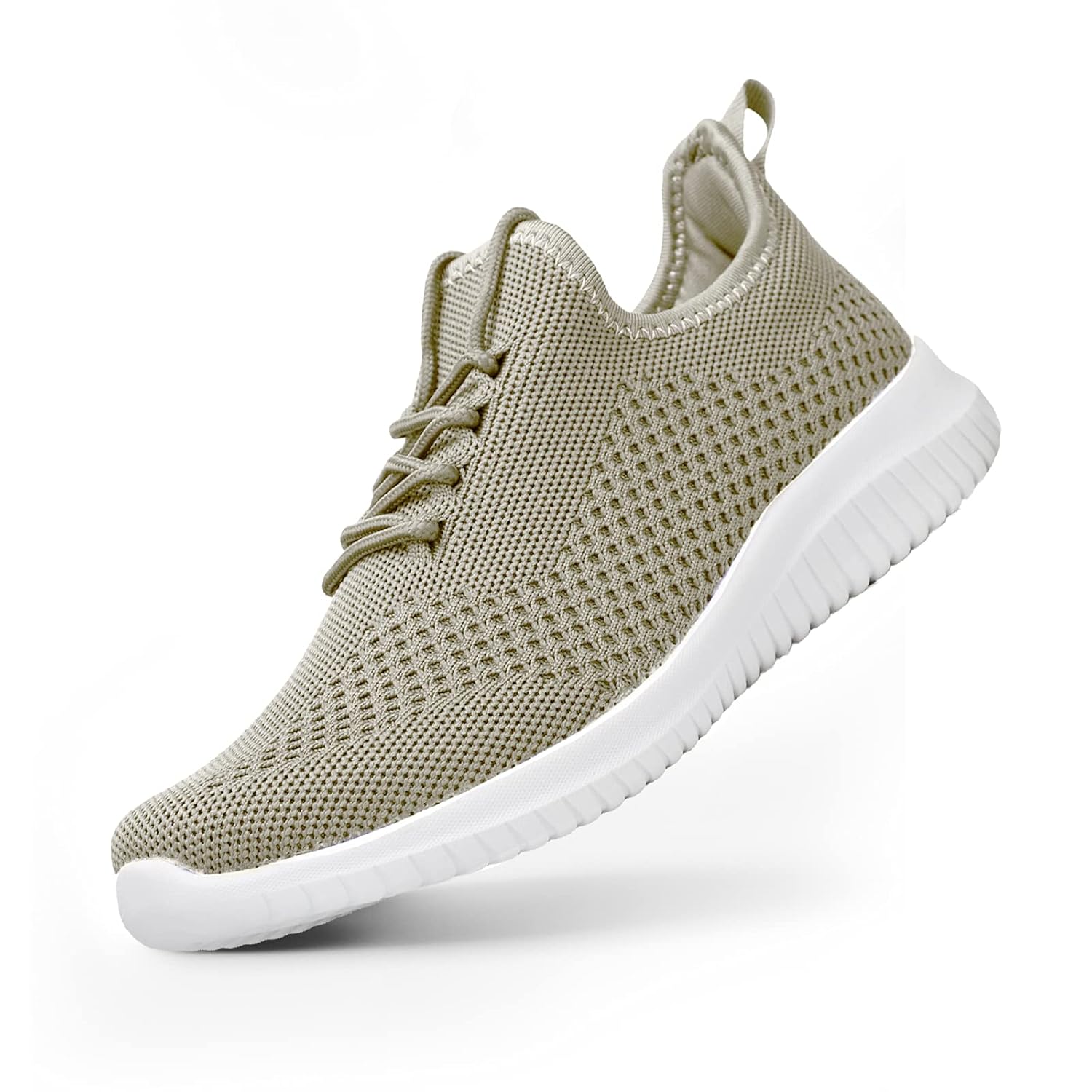 Flysocks Tênis sem cadarço para mulheres, tênis de caminhada, antiderrapante, leve, respirável, tênis de corrida confortável, A- Bege, 6.5