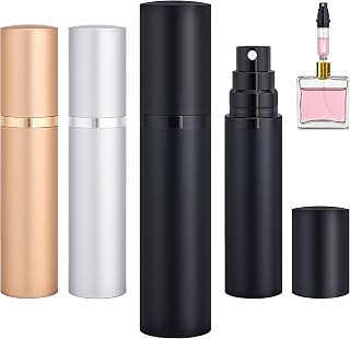 3PCS 10ml Travel Perfume Atomizer Refillable Spray Bottle Atomiser | Perfume Spray Bottle, Fragrances Atomizer, Perfume Travel Refillable Bottle,Perfume Dispenser (Black & Gold & Silver)