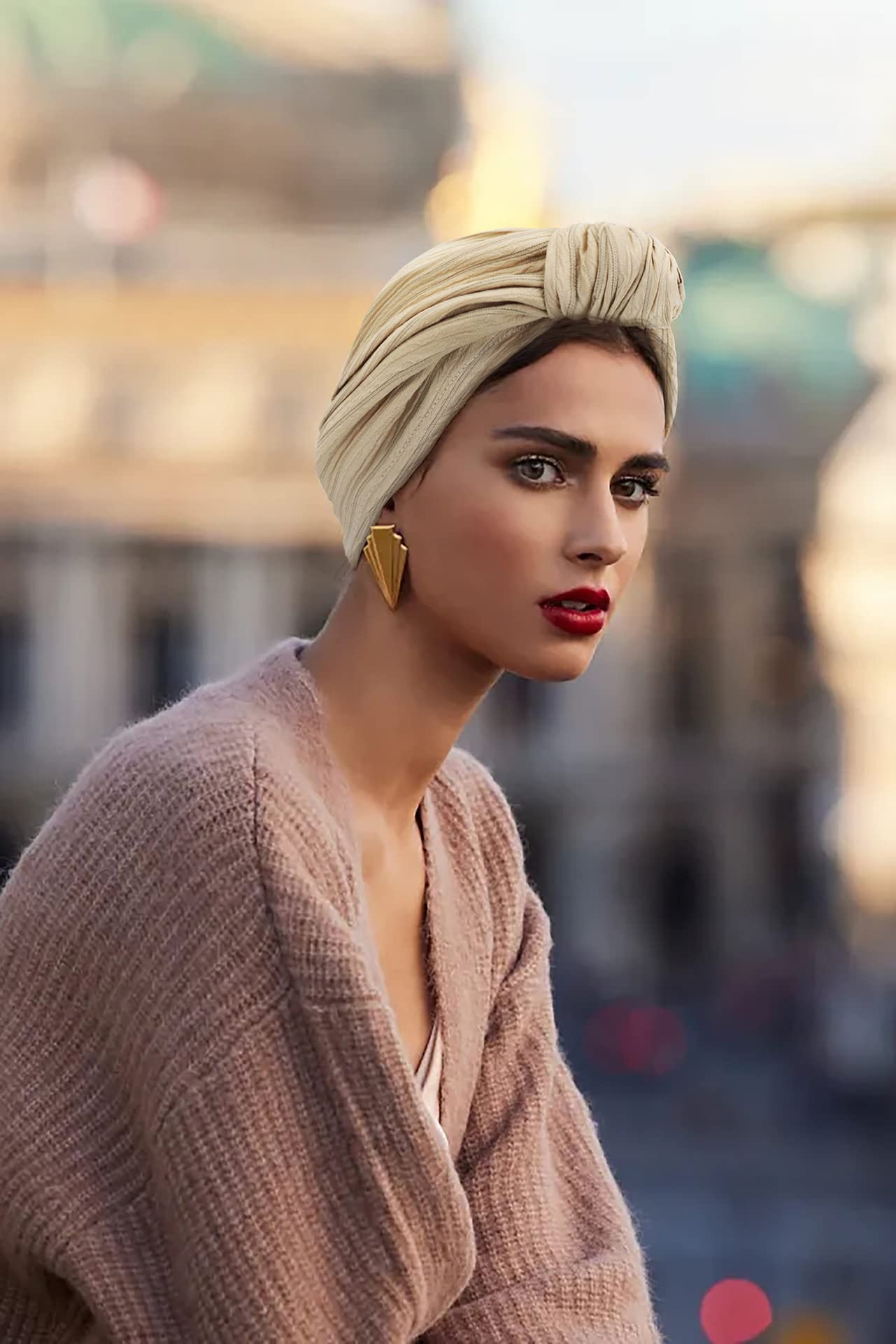 Daysskk Turban damska chusta na głowę, chemia, nakrycie głowy, turban, damska, 4 sztuki - kolor 4, jeden rozmiar