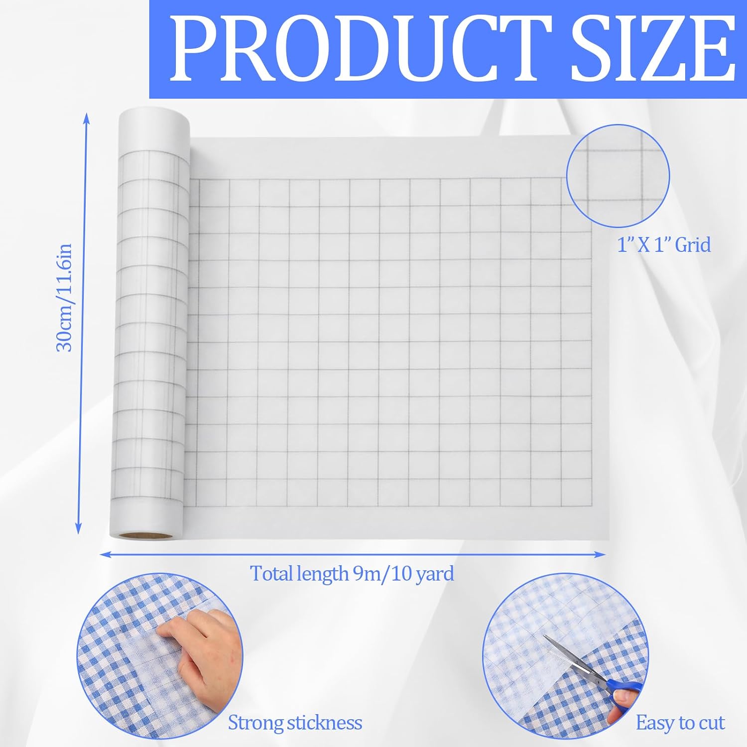 Breling Fusible Interfacing 1''x1'' Grid, 12 Inch X 10 Yard, Light Weight