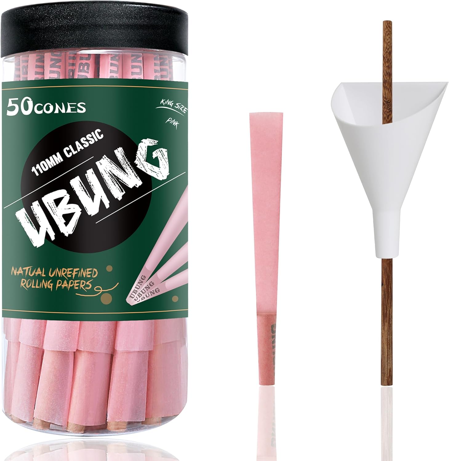 UBUNG Pink Cones, 50 Pack, King Size Pink Pre Rolled Cones