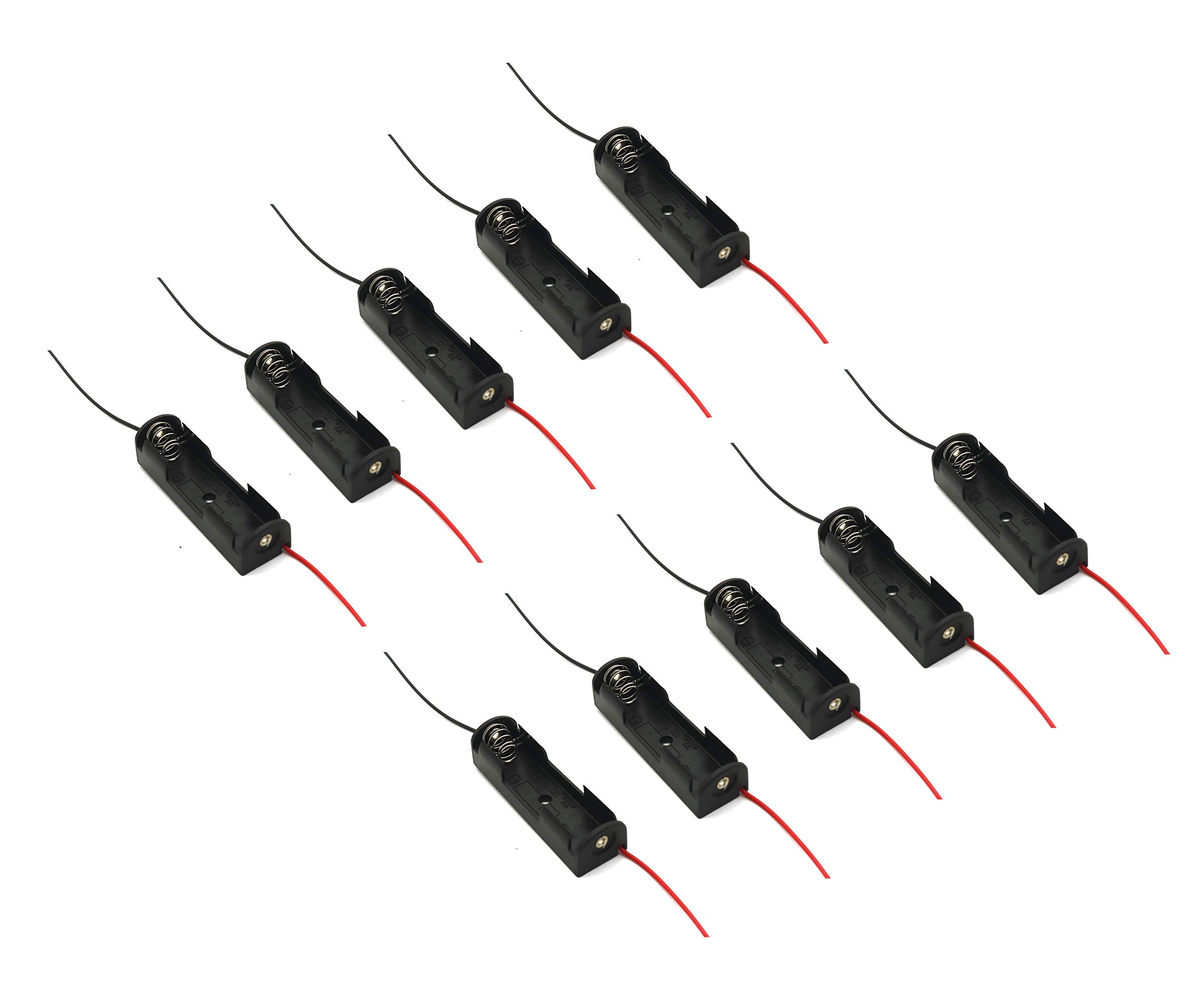Electronicspices Single Side 1.5v AA Battery Holder with Wire, Spring Clip Black Plastic Pack of 10-picture-11