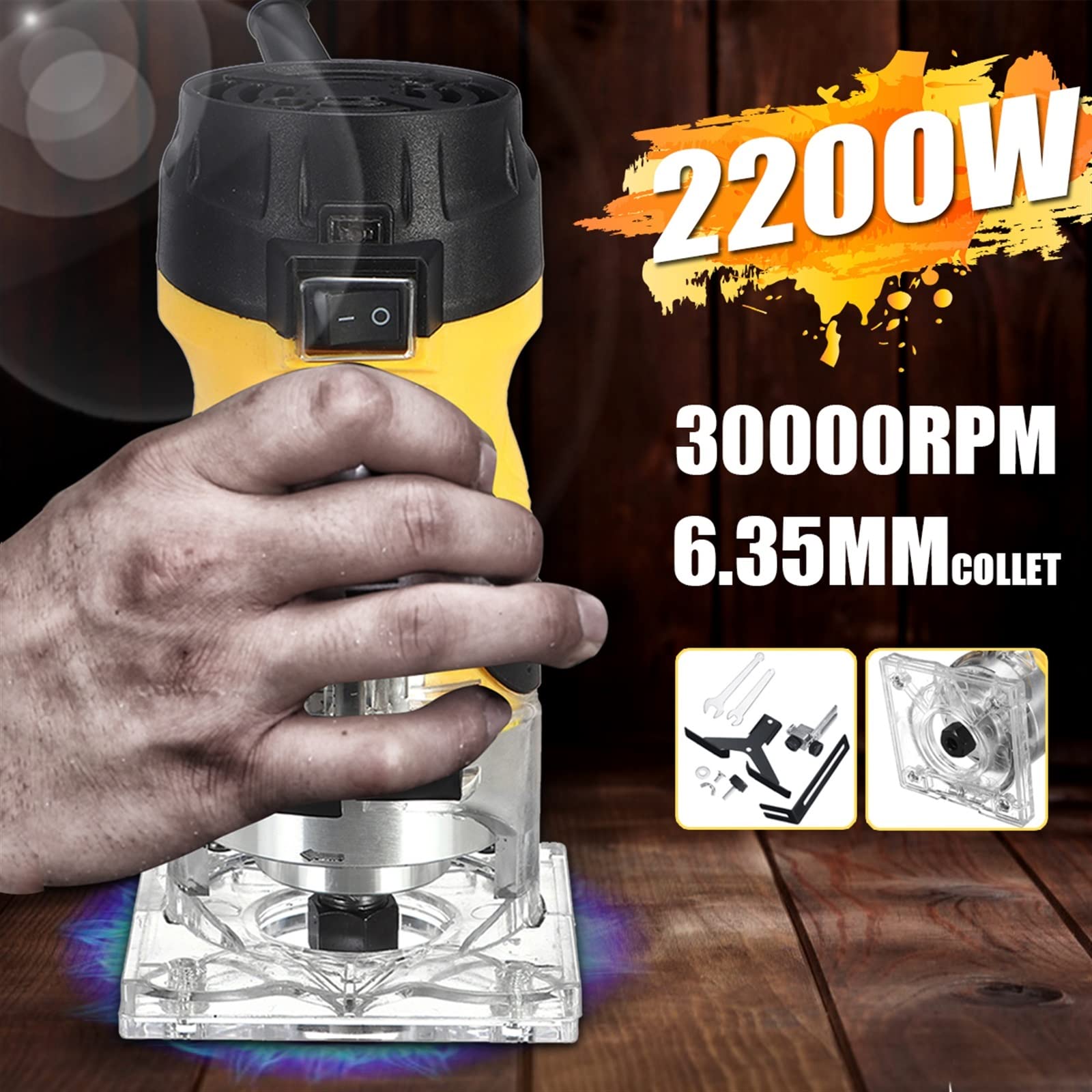 Frezarka do drewna Elektryczny trymer do obróbki drewna Frezowanie drewna Grawerowanie Dłutowanie Maszyna do przycinania Ręczny router do rzeźbienia Stabilne i precyzyjne cięcie(1)