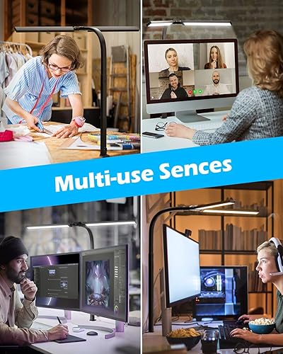 Miniatura 7 de Lámpara de escritorio de arquitecto de doble cabezal de 24 W para oficina en casa, ultra ancha de 30.9 pulgadas, luz de escritorio con atenuación