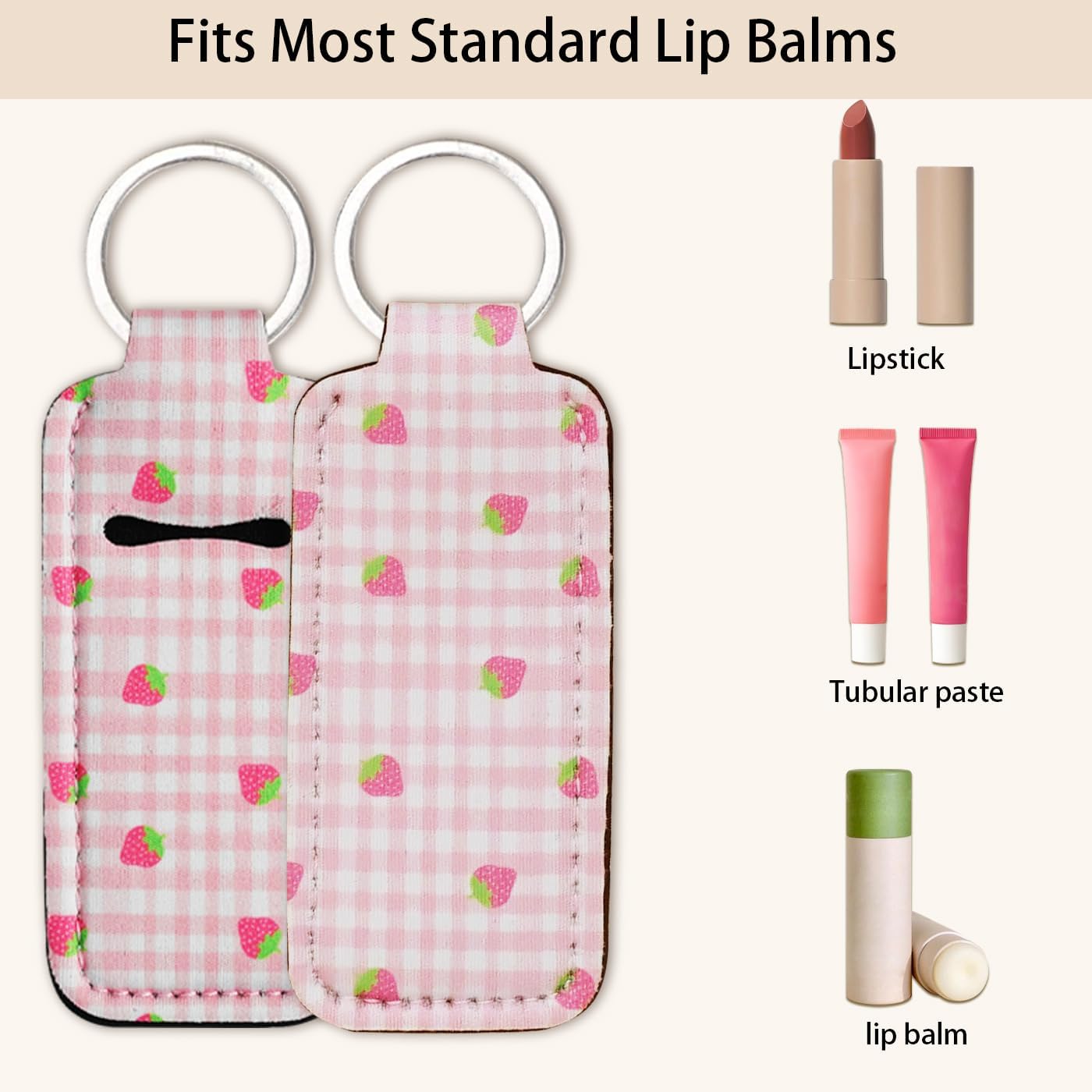 Cute Chapstick Holder Keychain for Women – Lip Balm & Lip Gloss Holder Keychain Accessories Gift, Purse Charm Clip - Image 2