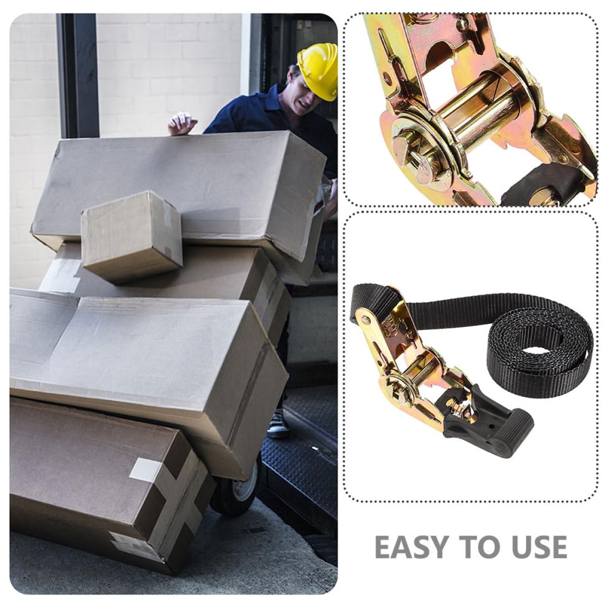 3pièces Sangle à Cliquet Robuste pour Transport Sécurisé De Marchandises Sangles De Fixation Ajustables pour Camions Et Usage Domestique