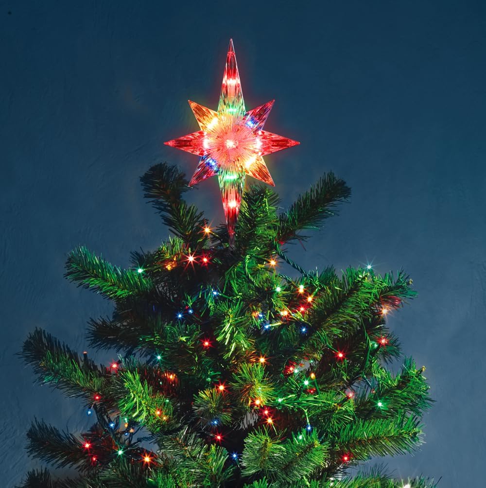 LAMPHOME Christmas Tree Topper,Bethlehem Star Tree Topper(12 Inch 10 Lights Multi-Colour)