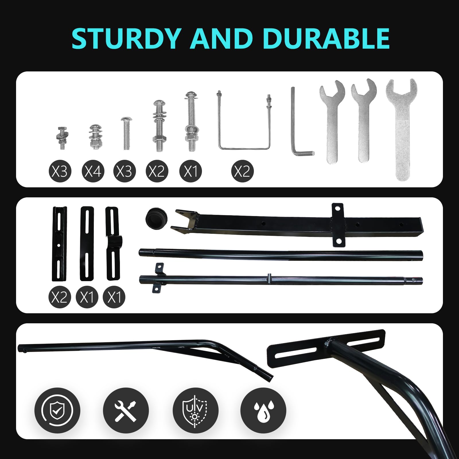 Basketball Hoop Light Bracket, Fit 5*5, 6*6, 6*8, 8*8, 8*12 Inch Square Pole, Fit Various LED Lights and with Solar Panel Install Location, Powerful & Durable, Easy Installation, LIGHTS NOT INCLUDED