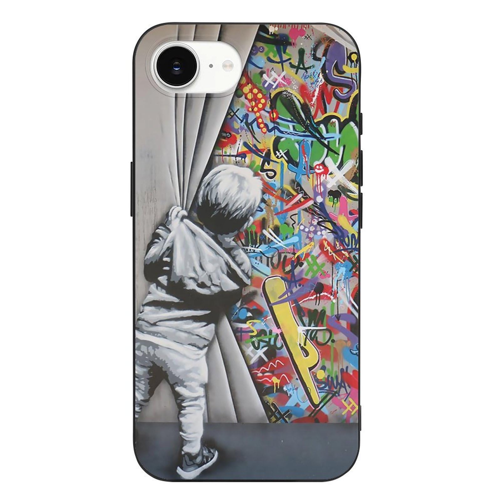 Amazon.co.jp: Iphone16E ケース Banksy バンクシー 落書き モダン
