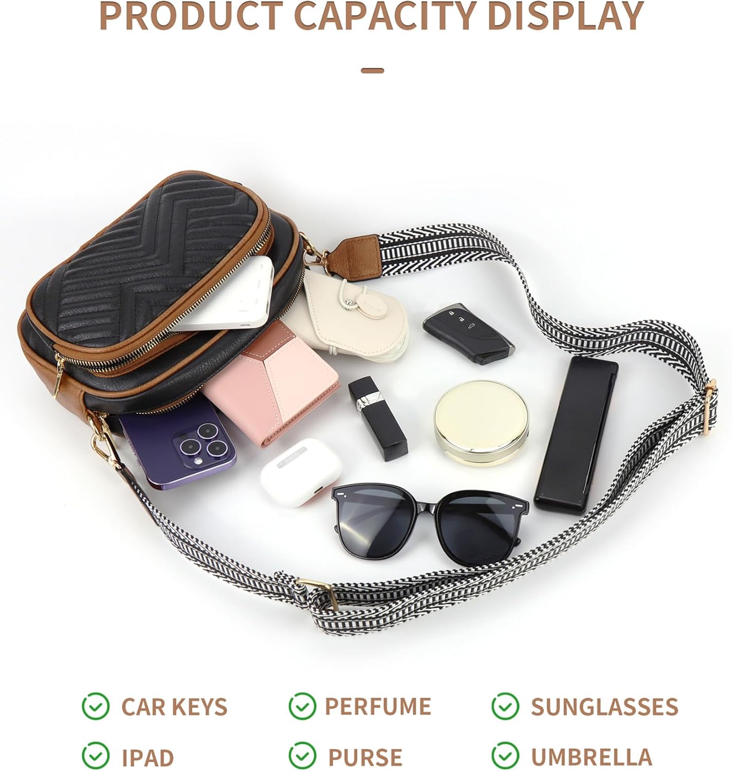 Quilted Crossbody Bags Purse for Women Small Vegan Leather Shoulder Handbags Purses with Two Straps | Quilted, Purse, Small, Vegan Leather, Purses, with Two Straps - Image 5