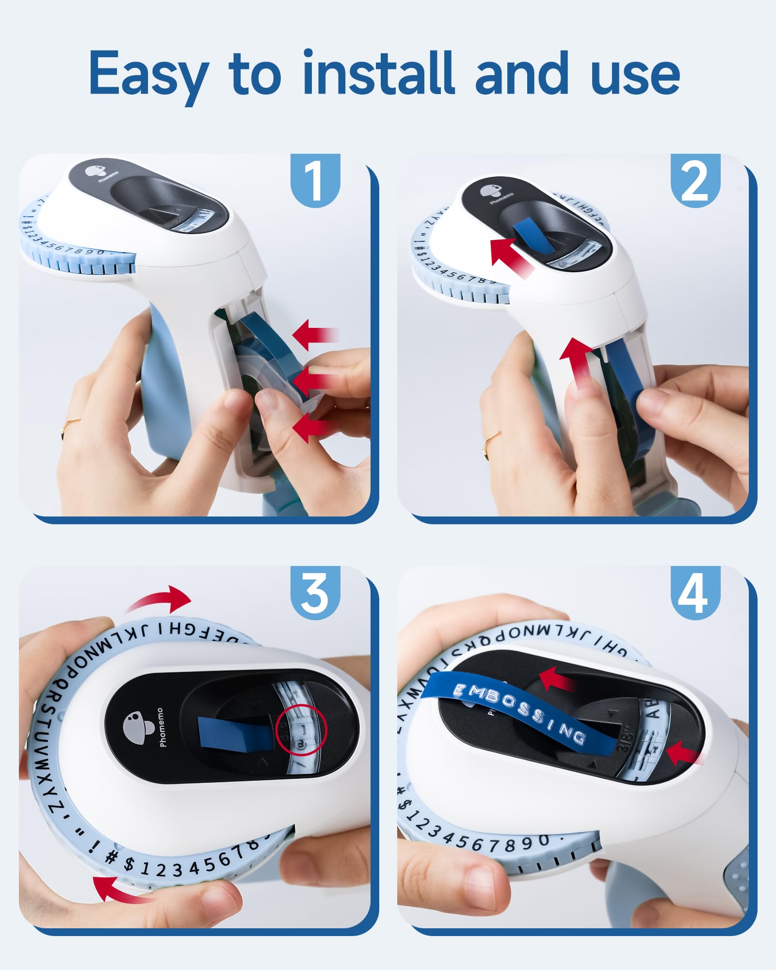 Etichettatrice per Goffratura 3D Stampante Portatile, Etichettatrice Etichette Adesive, E975 Embossing Etichettatrici cose utili per la casa ufficio scuola cucina fai da te (£ € Ä Ö Ü)