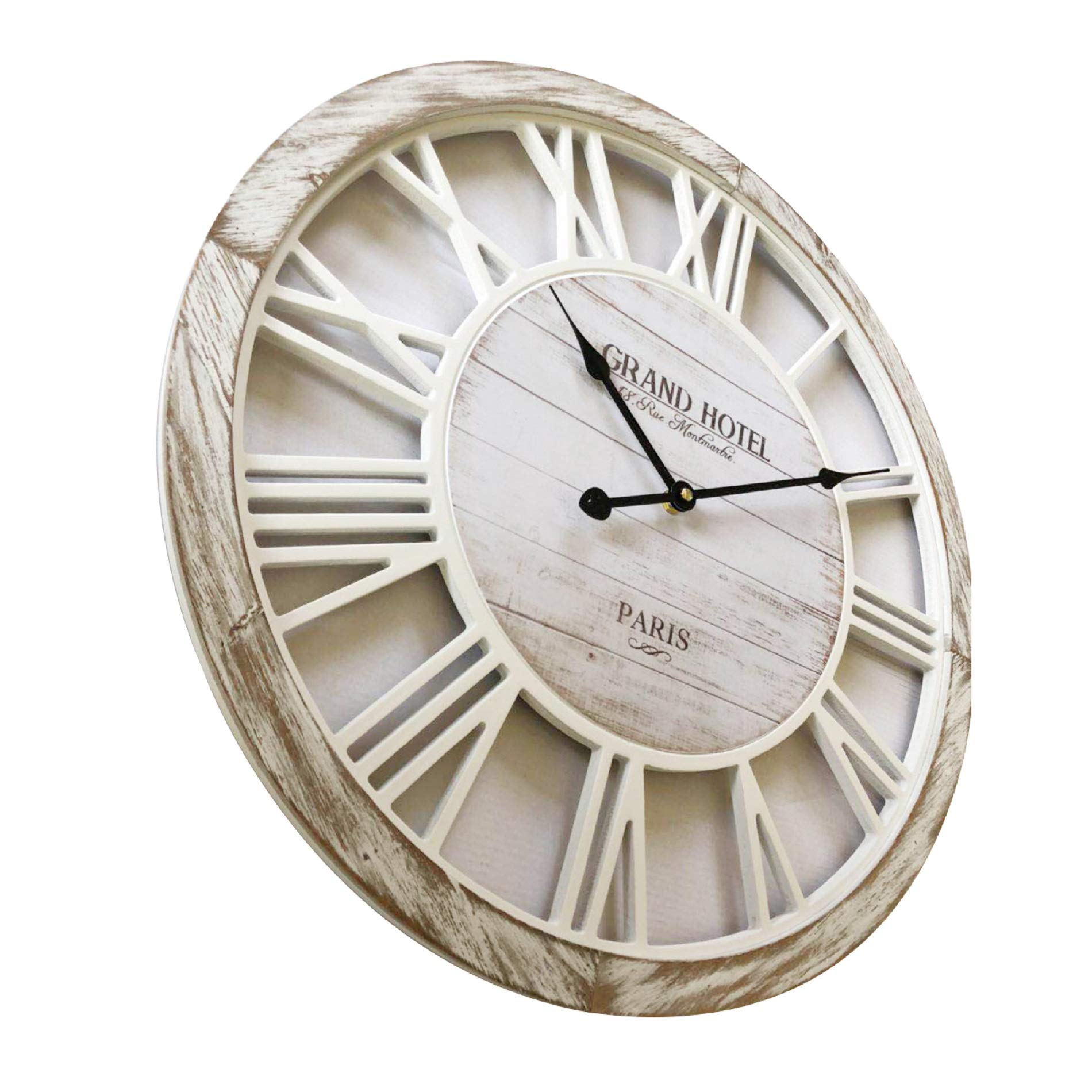 Rebecca Mobili Orologio da decorazione, orologio grande di legno, stile shabby, con numeri romani - Diametro 50 cm x P 4,5 cm - Art. RE6140