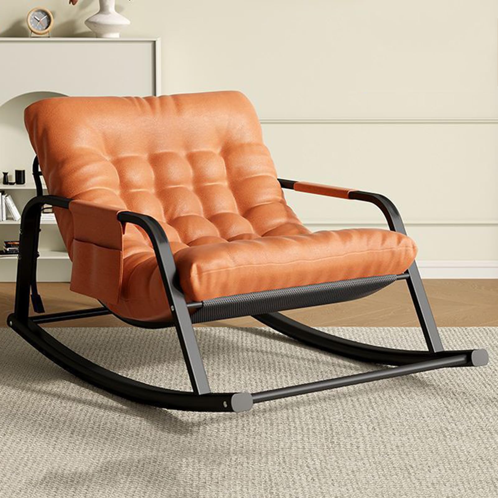 Chaise à bascule de jardin et salon : grand fauteuil relax en métal